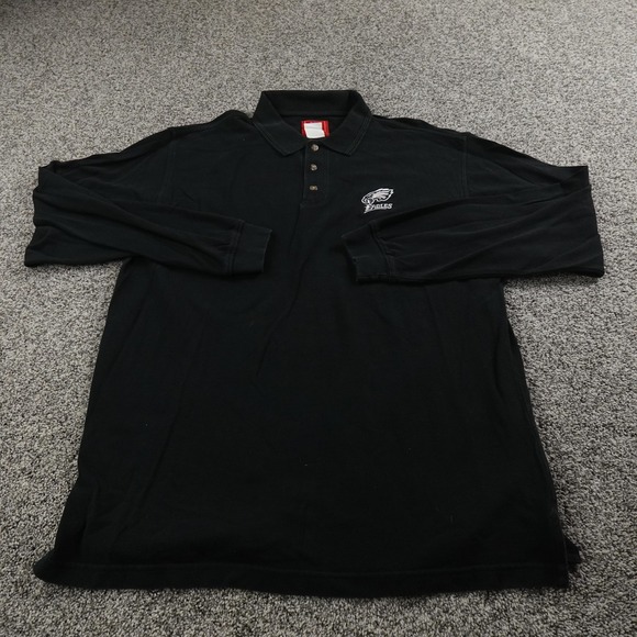 Philadelphia Eagles Shirt Mens XL Black NFL Football Long Sleeve Polo Collared - Picture 2 of 10